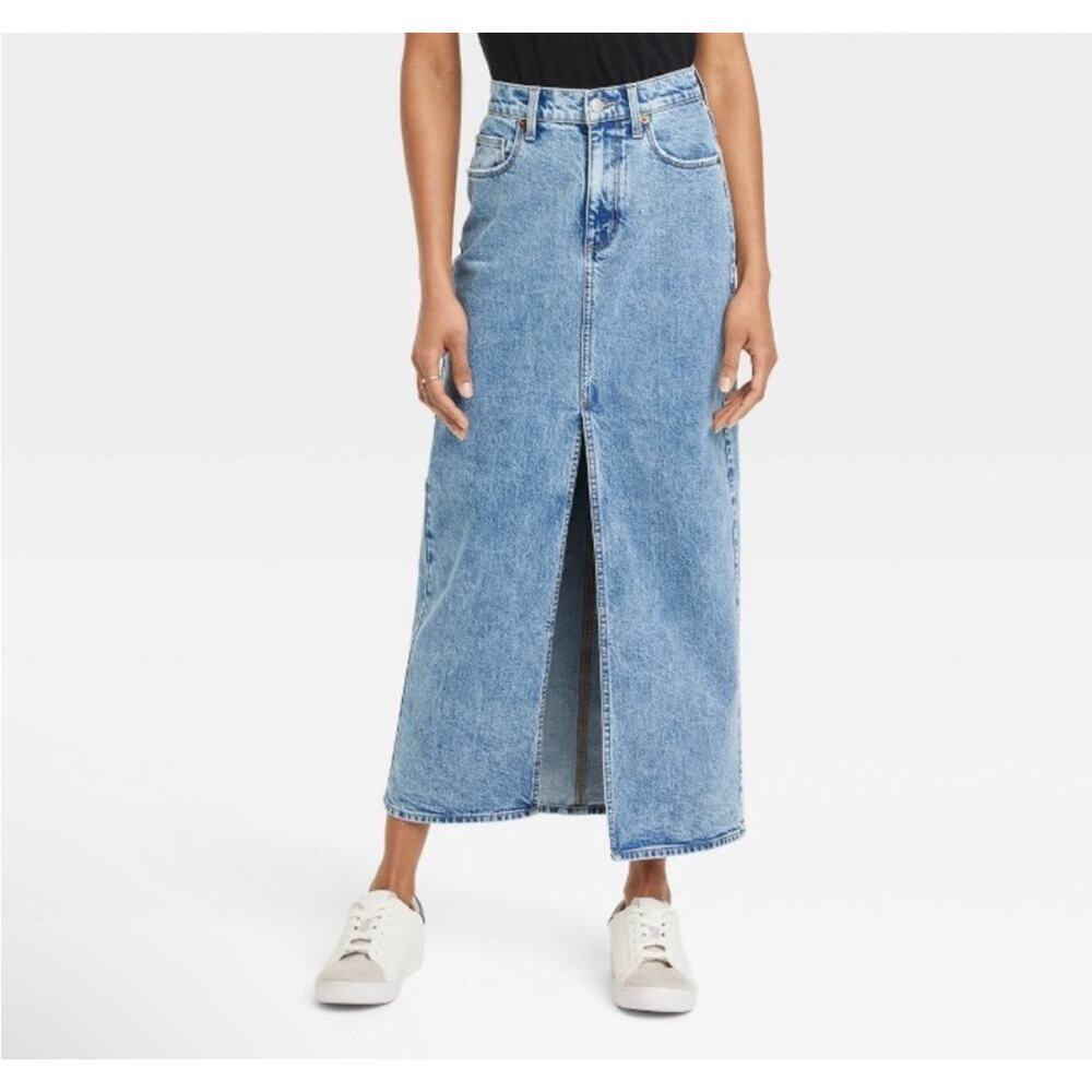 Women's High-Rise Denim Maxi Skirt - Universal Thread Medium Wash Size 10